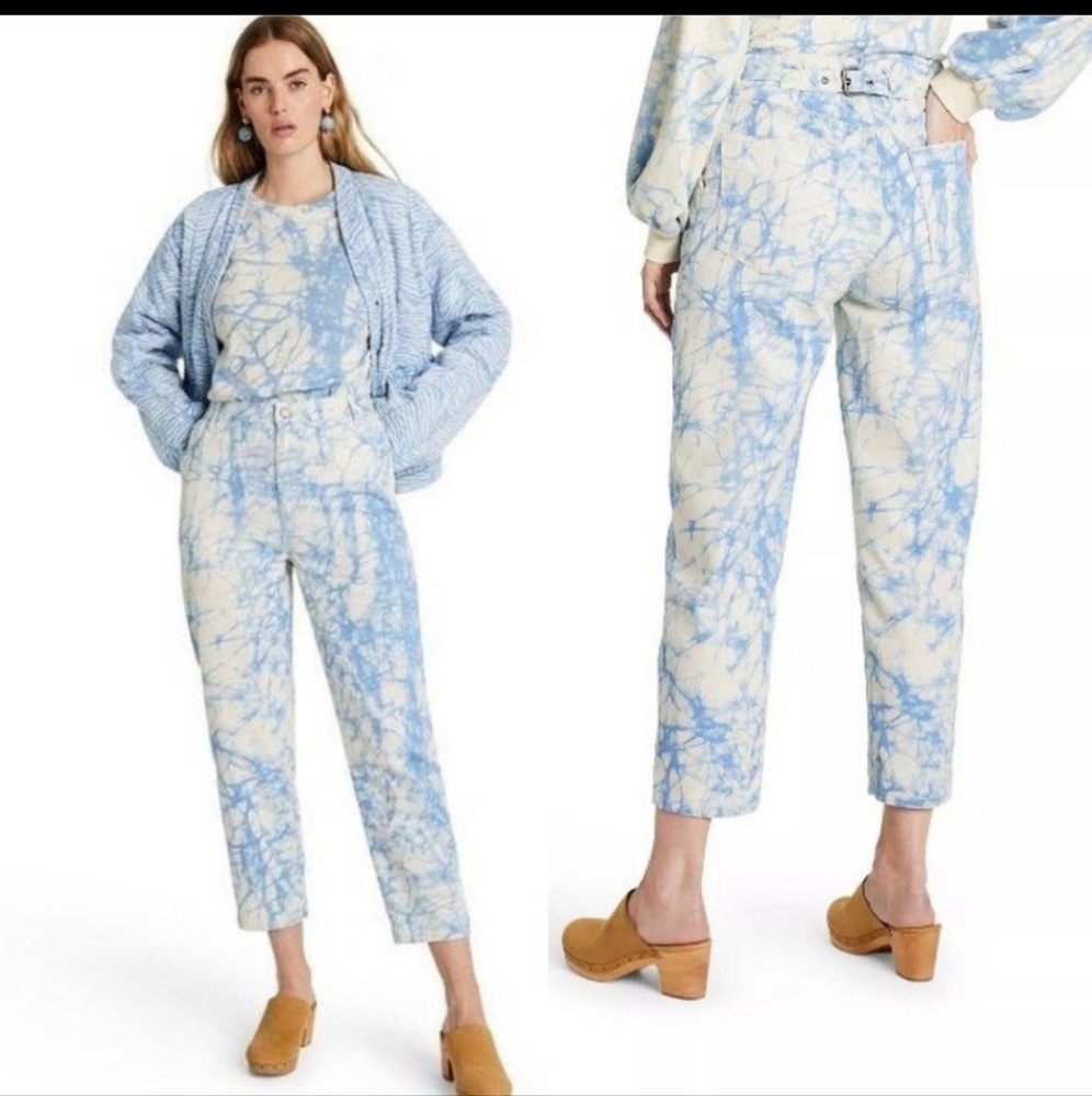 Rachel Comey Blue Marbled High Rise 80s Style Jeans